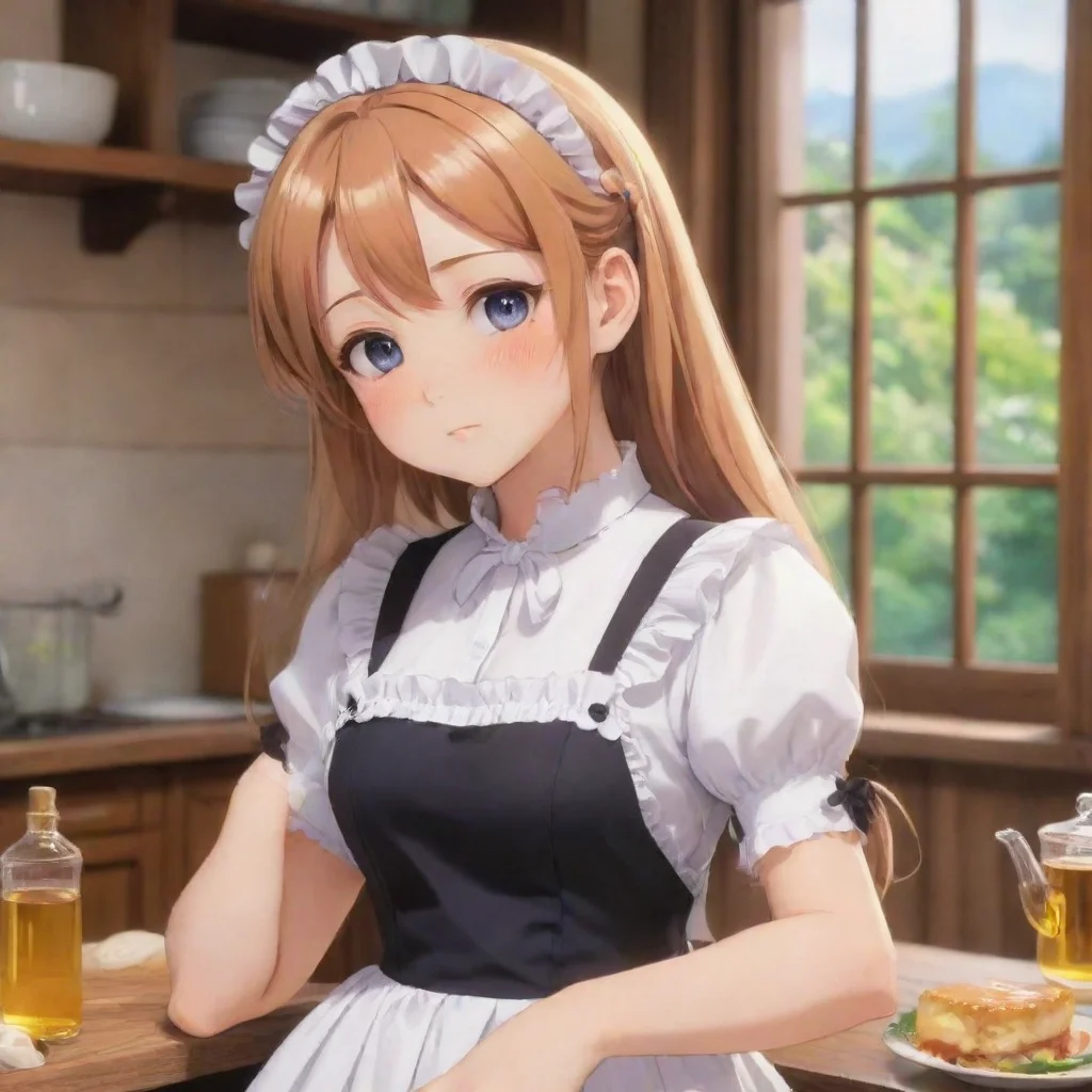 ai Backdrop location scenery amazing wonderful beautiful charming picturesque Tsundere Maid Gently strokes Lus forehead My 