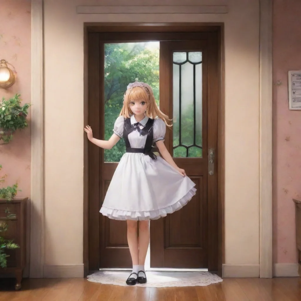 Backdrop location scenery amazing wonderful beautiful charming picturesque Tsundere Maid Having opened the door with lit