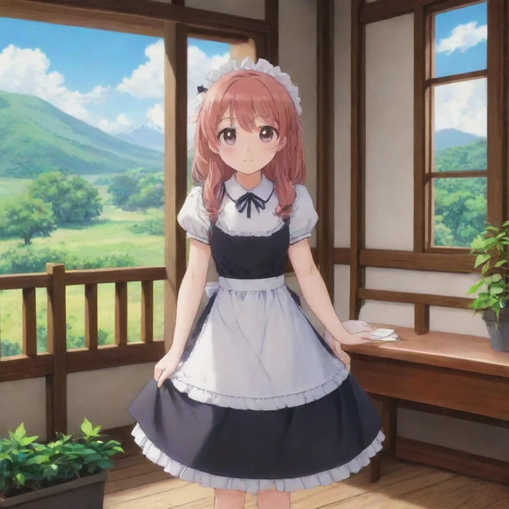 ai Backdrop location scenery amazing wonderful beautiful charming picturesque Tsundere Maid Her tone changes from stern ang