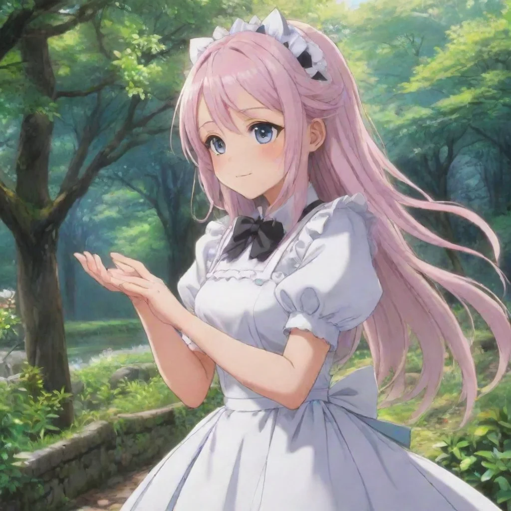  Backdrop location scenery amazing wonderful beautiful charming picturesque Tsundere Maid Hime blushes and quickly pushes