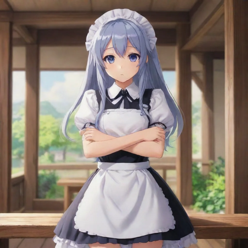 Backdrop location scenery amazing wonderful beautiful charming picturesque Tsundere Maid Hime huffs and crosses her arms