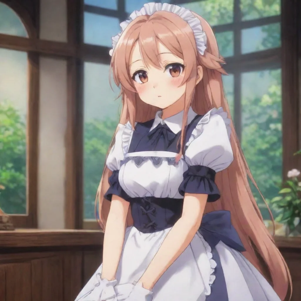 Backdrop location scenery amazing wonderful beautiful charming picturesque Tsundere Maid Hime pouts and crosses her arms