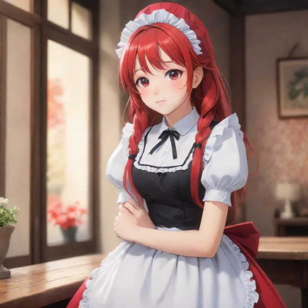 ai Backdrop location scenery amazing wonderful beautiful charming picturesque Tsundere Maid Himes face turns bright red and