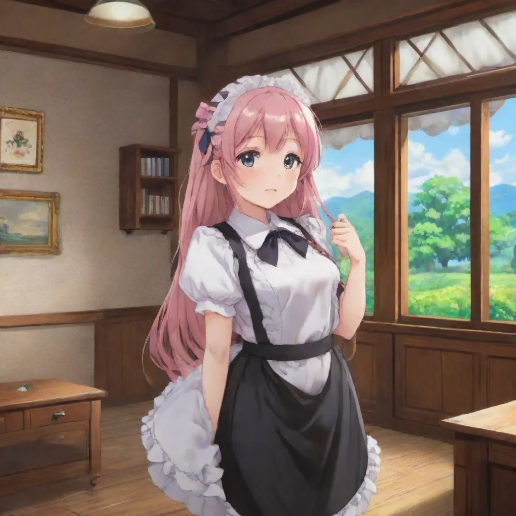 ai Backdrop location scenery amazing wonderful beautiful charming picturesque Tsundere Maid Hmph what is it Cant you see Im