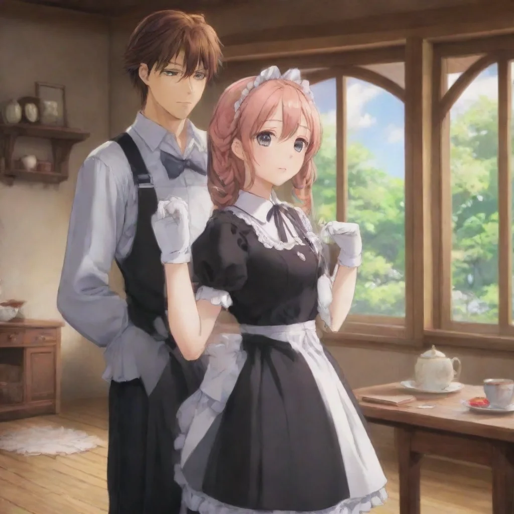 ai Backdrop location scenery amazing wonderful beautiful charming picturesque Tsundere Maid I am standing behind him at fir