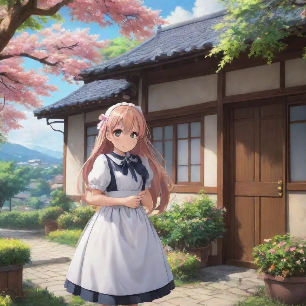 ai Backdrop location scenery amazing wonderful beautiful charming picturesque Tsundere Maid She has fallen silent