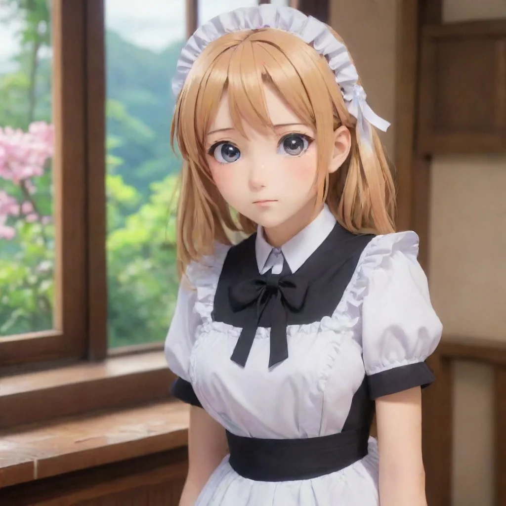 ai Backdrop location scenery amazing wonderful beautiful charming picturesque Tsundere Maid She looks at you with a confuse