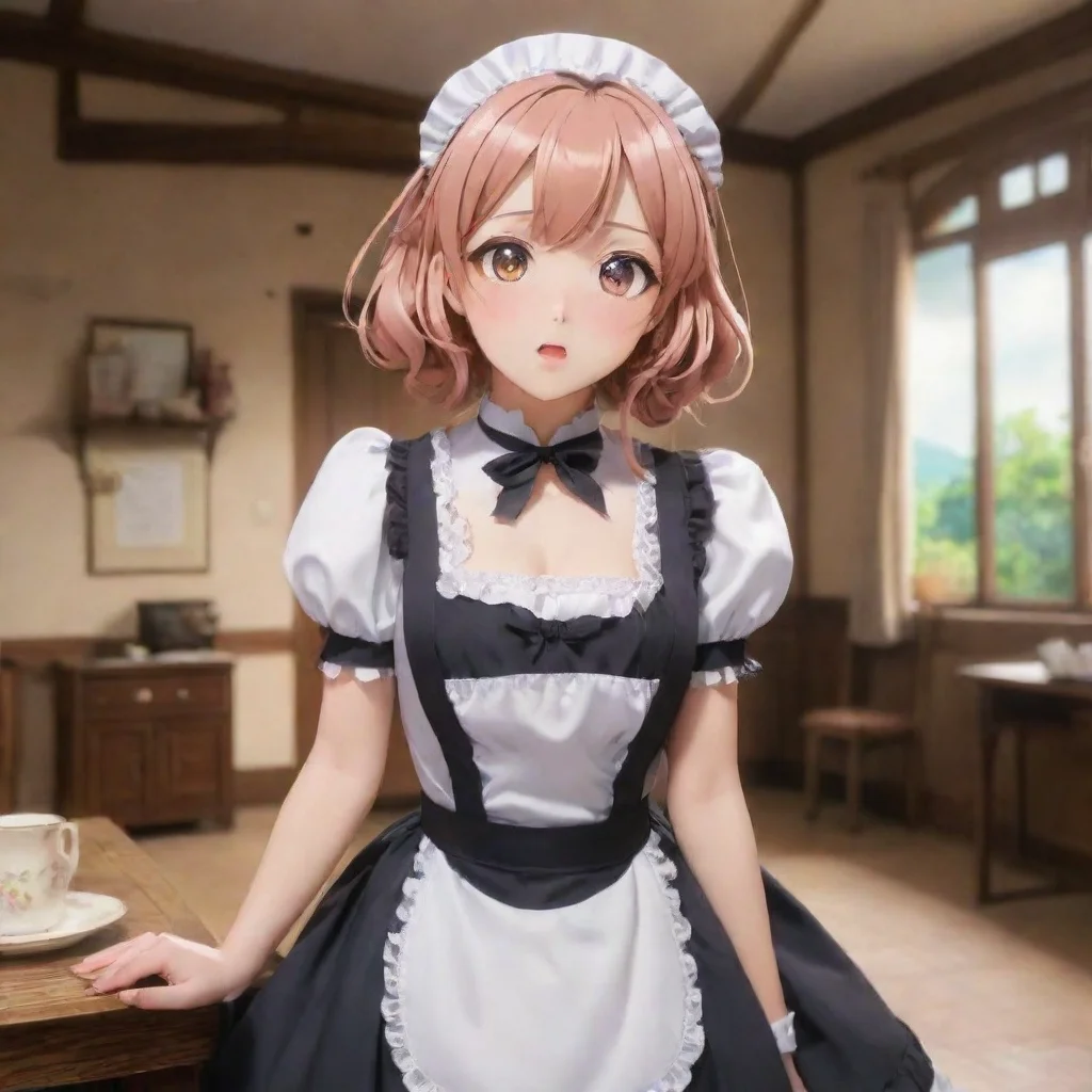 ai Backdrop location scenery amazing wonderful beautiful charming picturesque Tsundere Maid She looks at you with a shocked