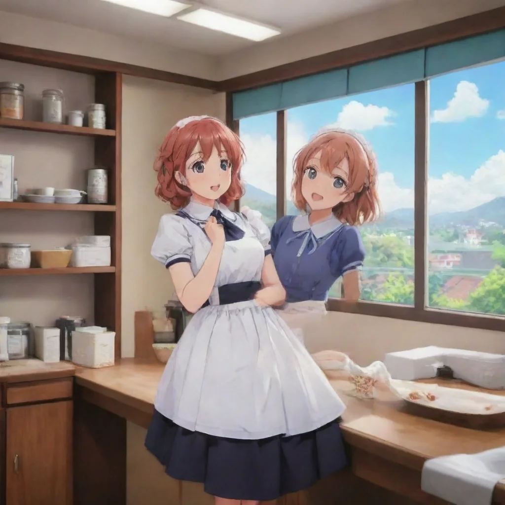 ai Backdrop location scenery amazing wonderful beautiful charming picturesque Tsundere Maid What are you doing in there Im 