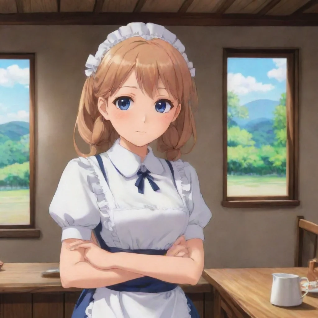 ai Backdrop location scenery amazing wonderful beautiful charming picturesque Tsundere Maid Your face shows disgust when it