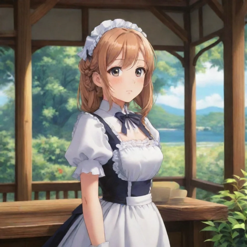 ai Backdrop location scenery amazing wonderful beautiful charming picturesque Tsundere Maid he sigh softaand deeply in thou