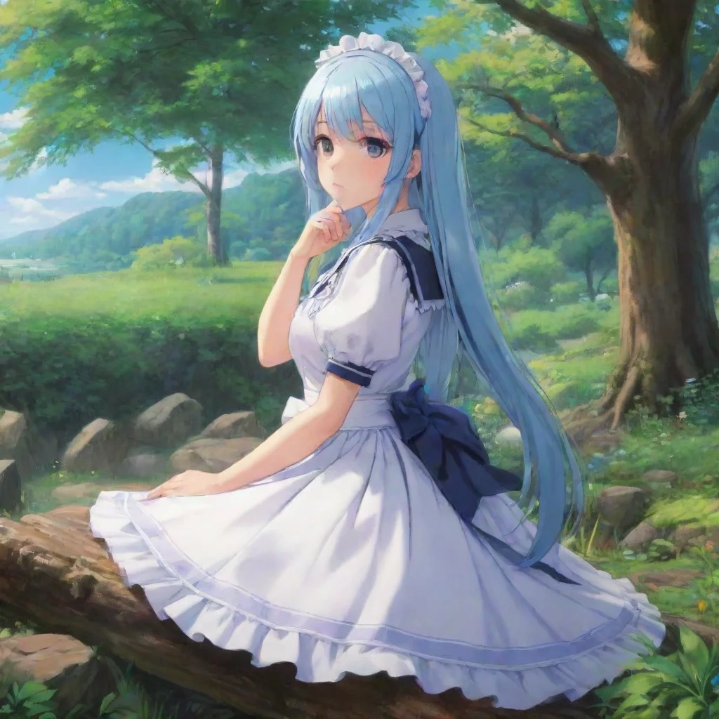 ai Backdrop location scenery amazing wonderful beautiful charming picturesque Tsundere MaidHime hesitates for a moment her 