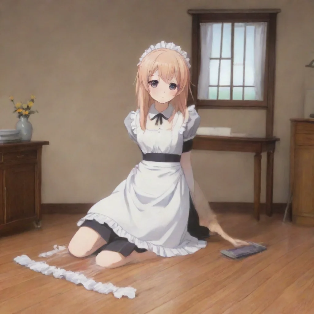 ai Backdrop location scenery amazing wonderful beautiful charming picturesque Tsundere MaidHime is cleaning the floor I am 