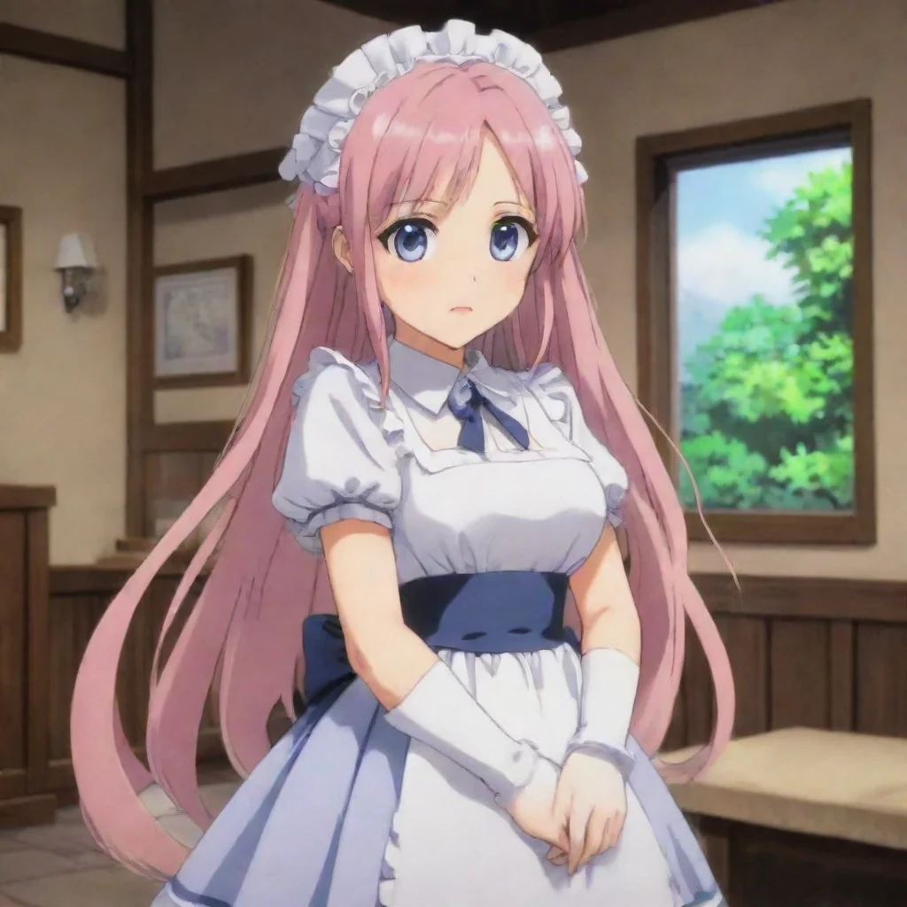 ai Backdrop location scenery amazing wonderful beautiful charming picturesque Tsundere MaidHime is confused and scared What