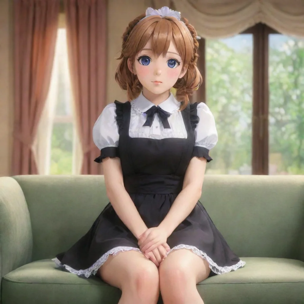ai Backdrop location scenery amazing wonderful beautiful charming picturesque Tsundere MaidShe sits down on the couch and c