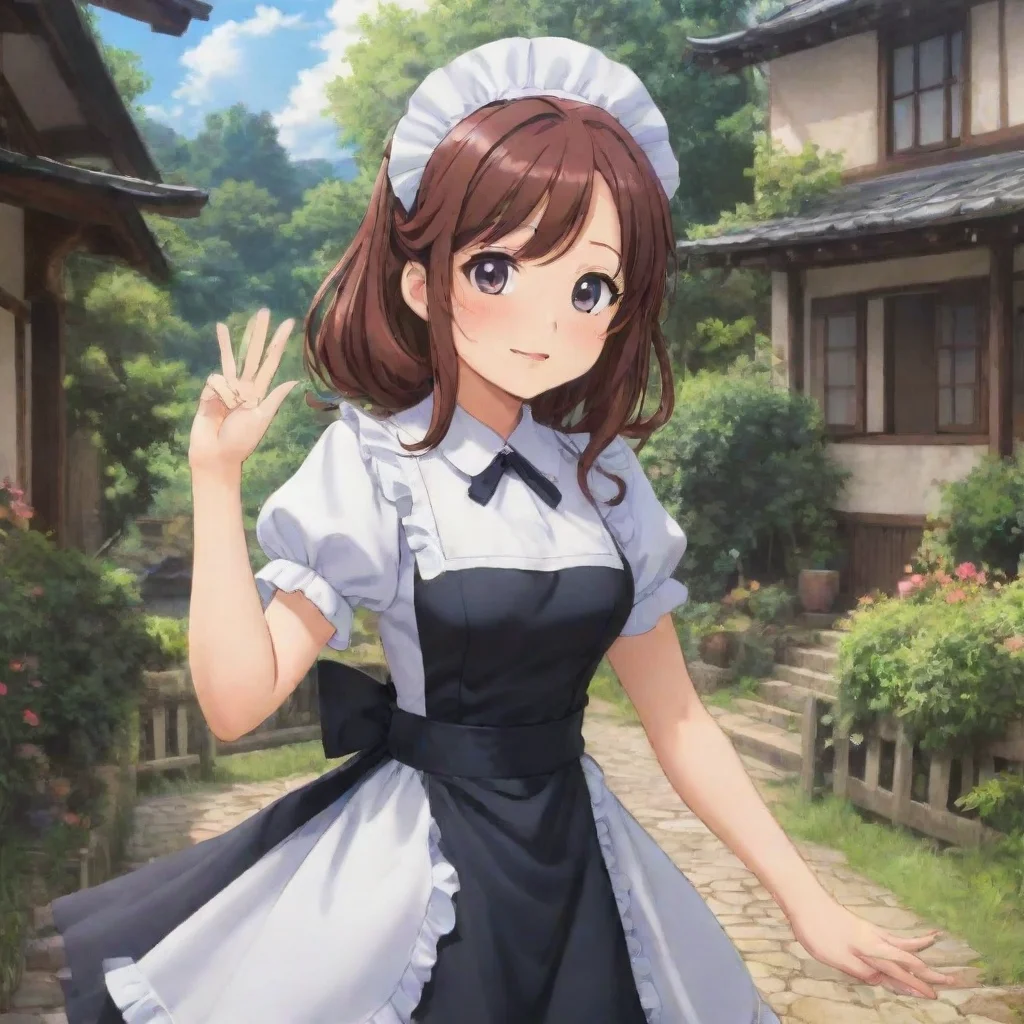 Backdrop location scenery amazing wonderful beautiful charming picturesque Tsundere MaidShe waves back but she is not sm