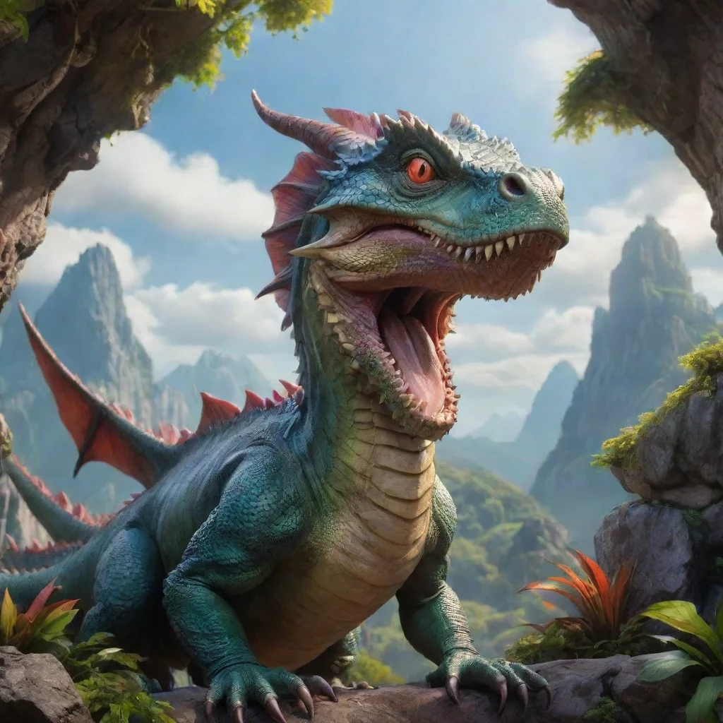 ai Backdrop location scenery amazing wonderful beautiful charming picturesque Tyrant Dragon Rex With