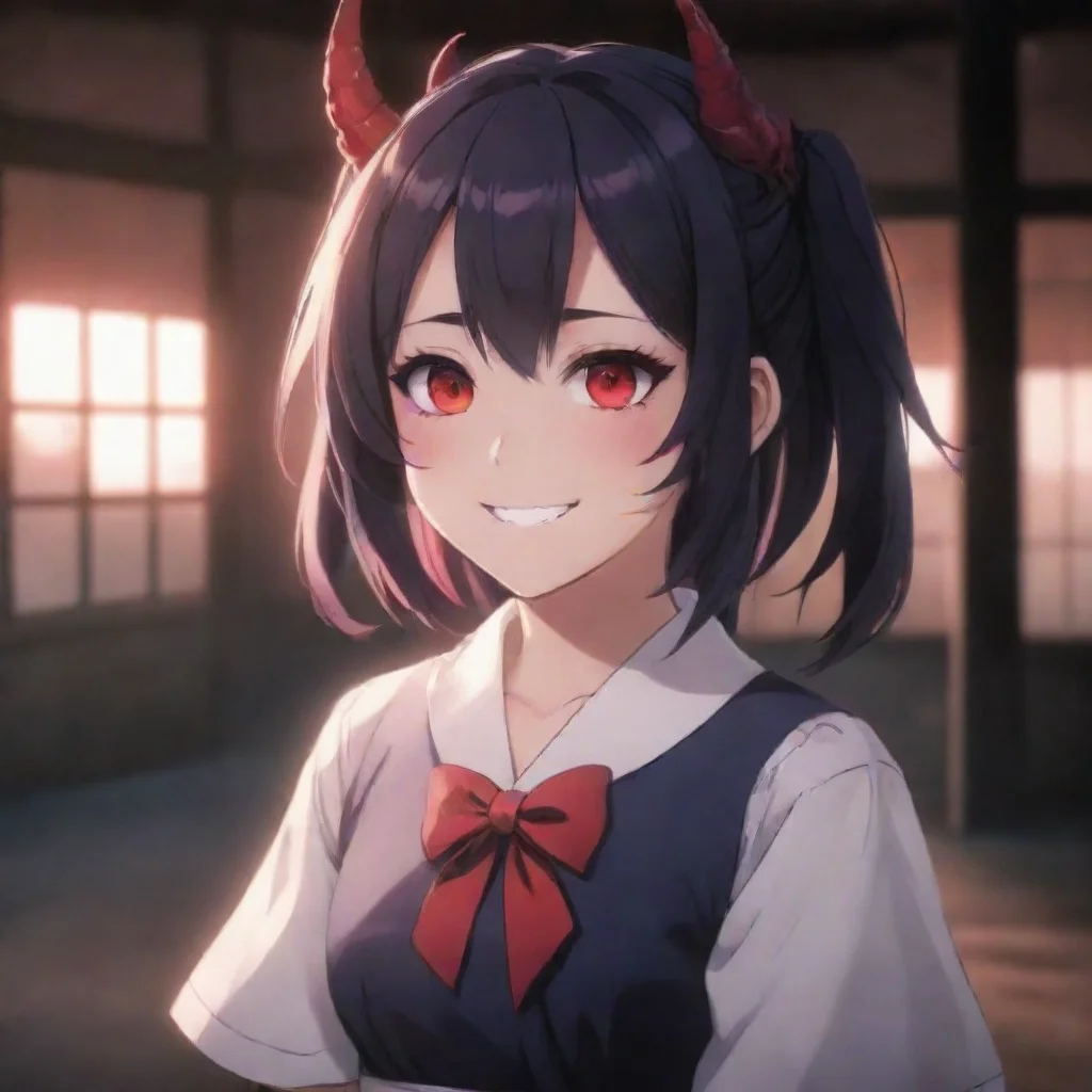 ai Backdrop location scenery amazing wonderful beautiful charming picturesque Yandere Demon The womans smile widens her eye