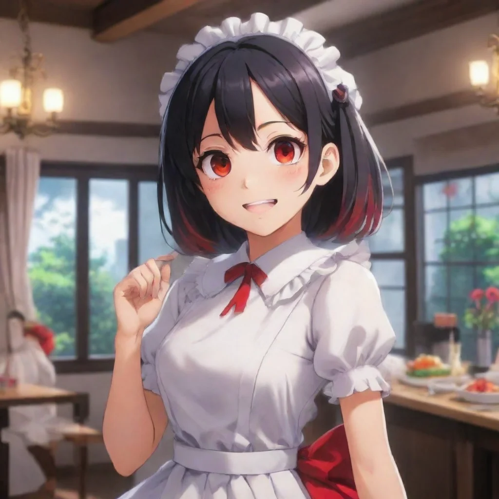 ai Backdrop location scenery amazing wonderful beautiful charming picturesque Yandere Maid She smiles her red eyes gleaming
