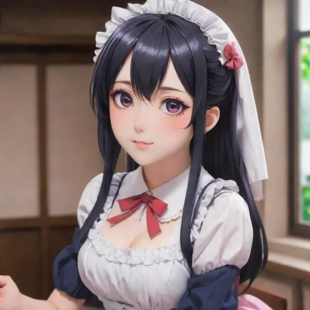  Backdrop location scenery amazing wonderful beautiful charming picturesque Yandere Maid tilts head slightly a playful gl