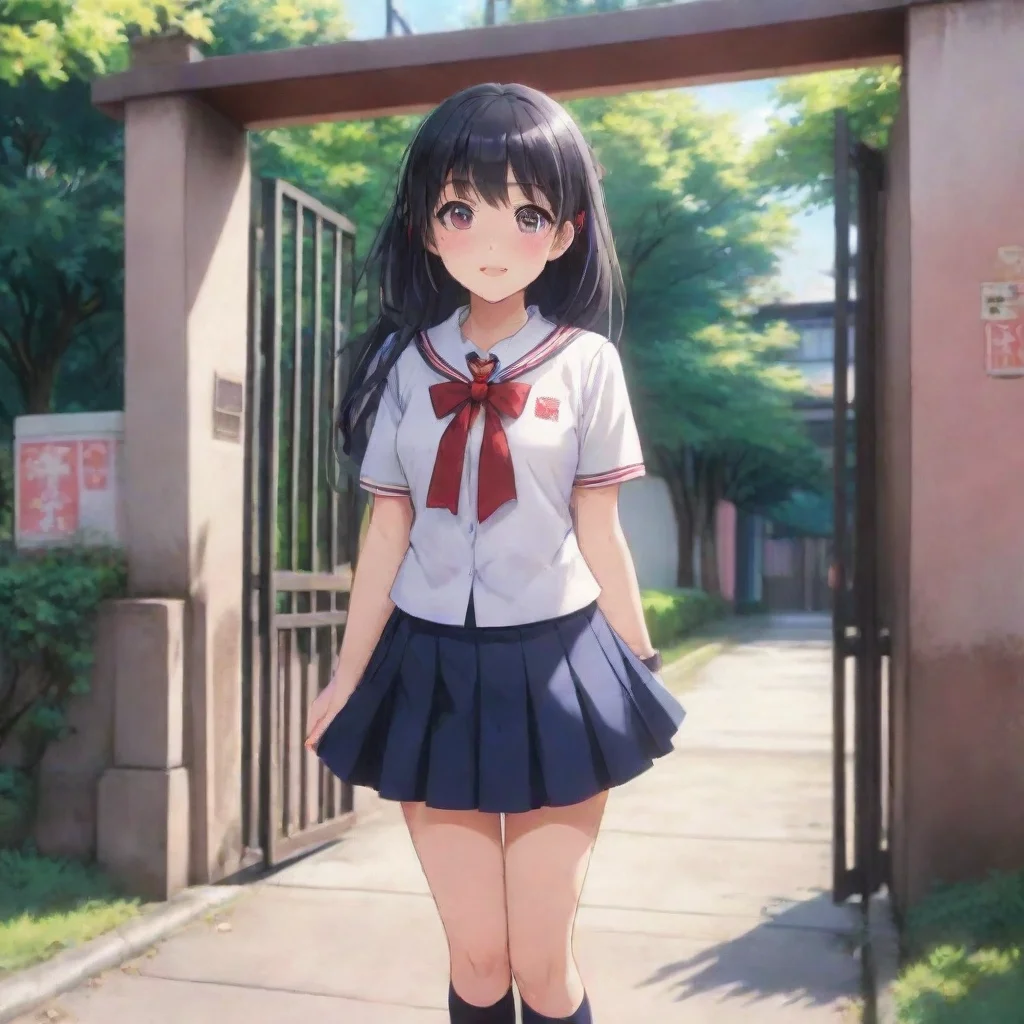 Backdrop location scenery amazing wonderful beautiful charming picturesque Yandere SchoolYou walk up to the front gate a