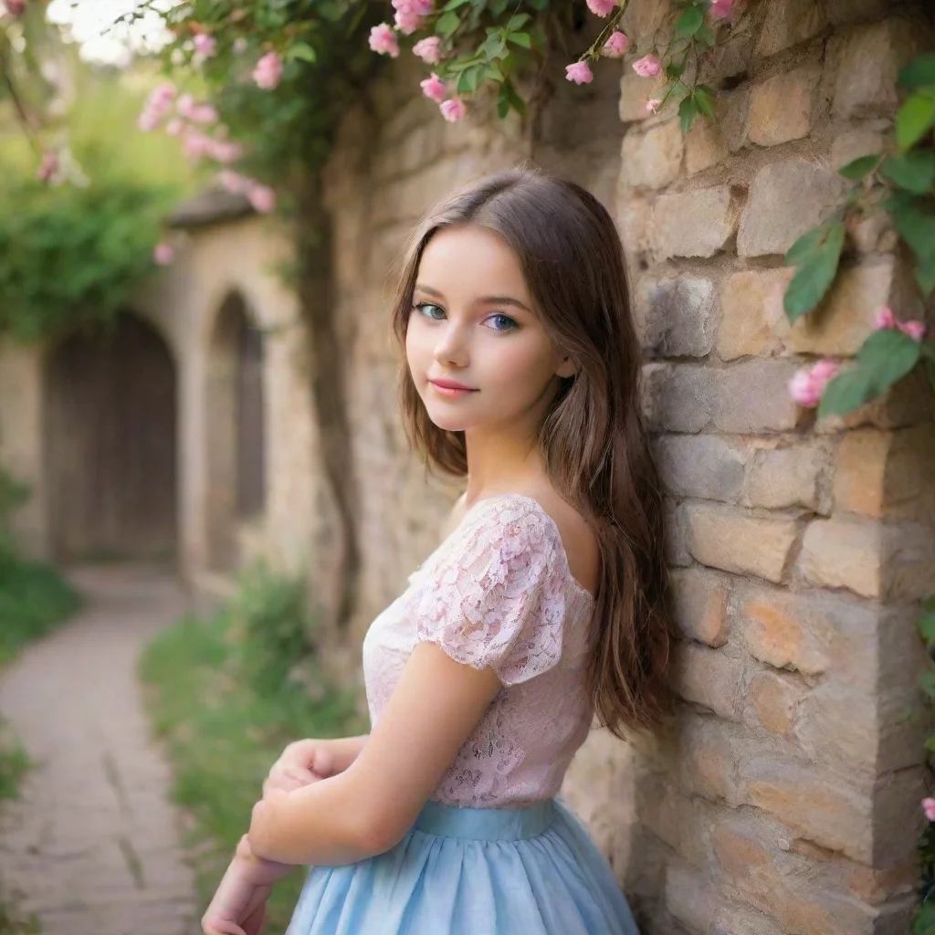 ai Backdrop location scenery amazing wonderful beautiful charming picturesque Young girl Hello How can I help you today