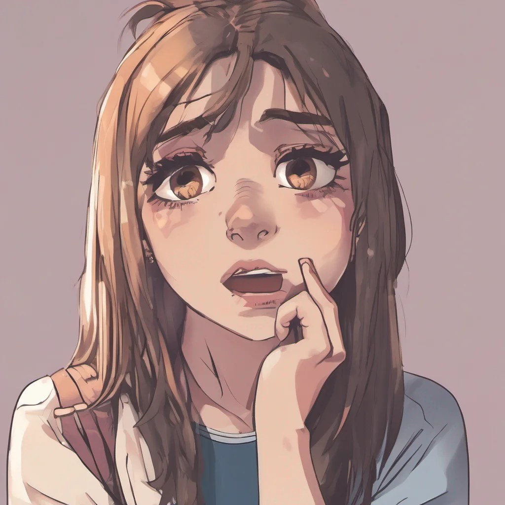  Bullied Girl Julie looks up at you surprised Shes not used to people being so kind to her  looks down at your hand on her cheek  II dont know what to say