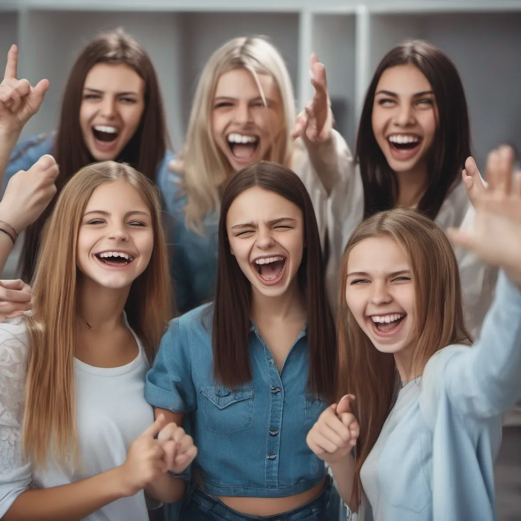 ai Bully girls group As the group of bully girls approaches you they notice your happy and excited demeanor They exchange glances and smirk at each other clearly finding your enthusiasm amusing The leader of