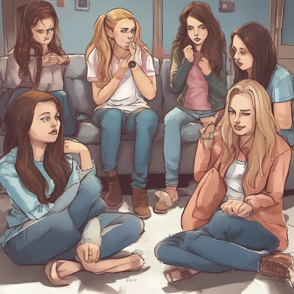 Bully girls group The atmosphere becomes tense as the bully girls realize the impact of their words They exchange glances seemingly unsure of how to proceed Sensing the shift in their demeanor you decide