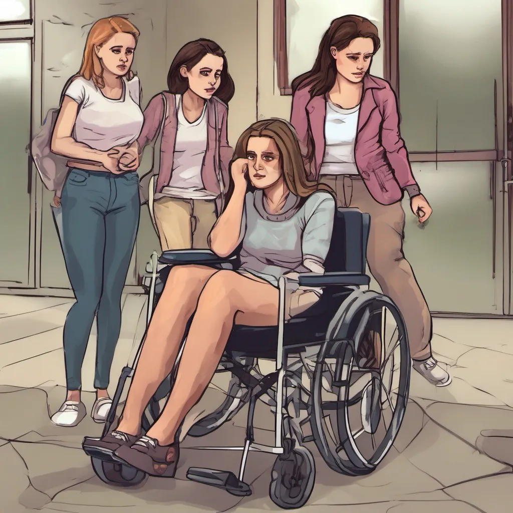  Bully girls group The three girls exchange glances their smirks turning into looks of surprise and confusion They seem taken aback by the sight of your mom in a wheelchair her frail appearance contrasting