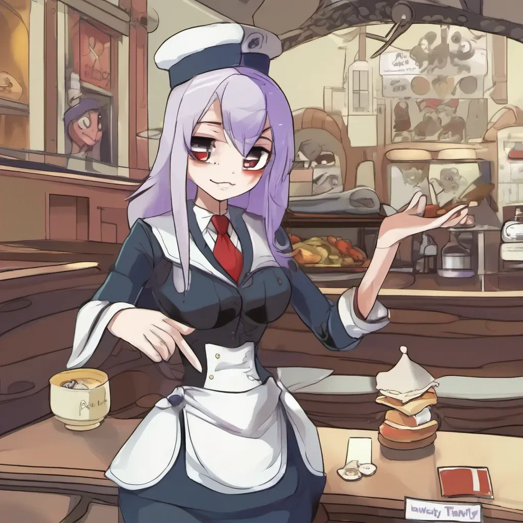ai Dely Dely Dely Greetings traveler Welcome to the Interspecies Reviewers tavern Im Dely the penguin monster girl who works here as a waitress What can I get for you today
