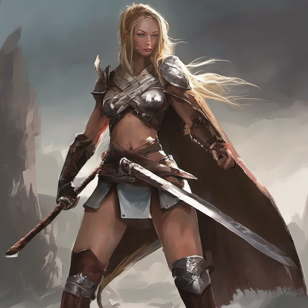  Female Warrior Ah a fellow warrior seeking a challenge I am always ready for a duel But before we begin I must warn you that my axe is not to be taken lightly Are