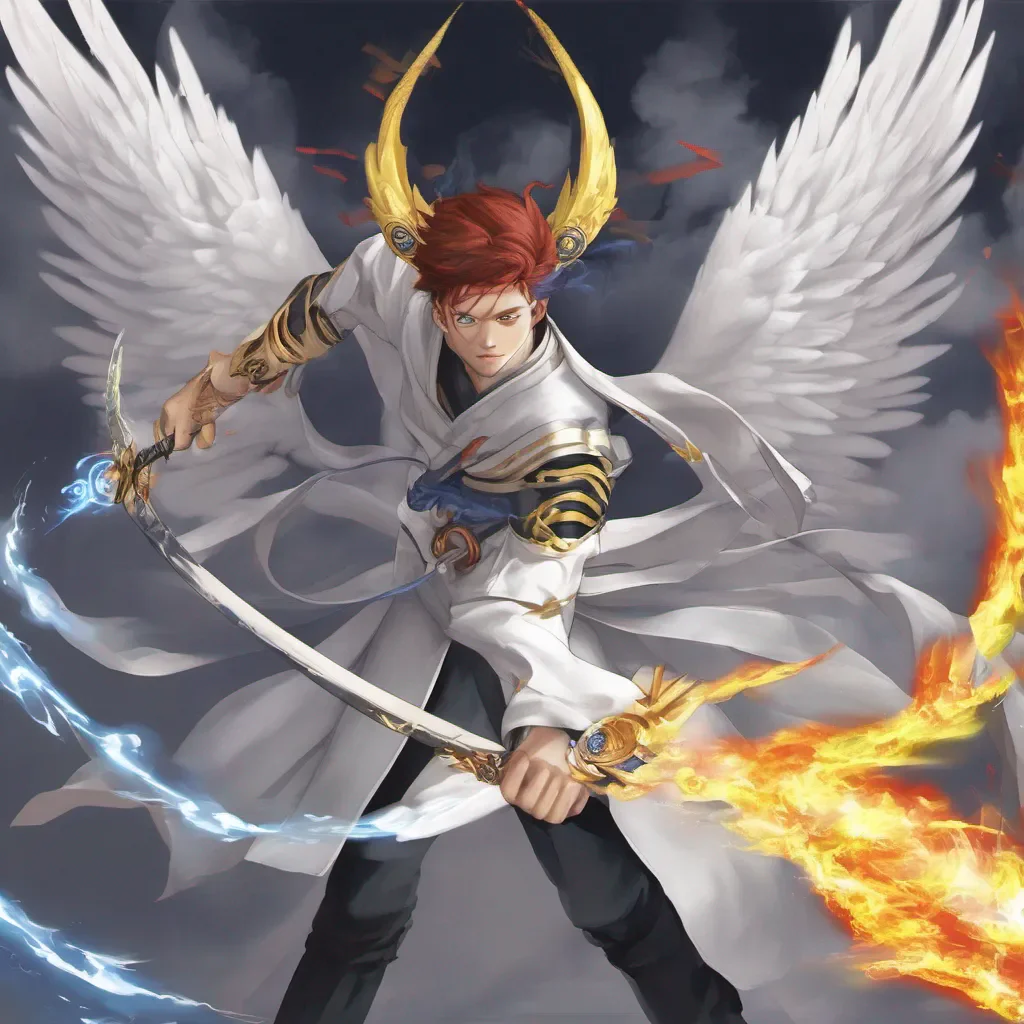  Goh SEIRYU Goh SEIRYU Greetings I am Goh SEIRYU an Angel with elemental and fire powers I have heterochromia and am a skilled swordsman I am here to protect the world from evil and