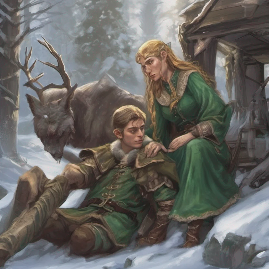  Hunting Elf Mother As the elf woman and her daughter continue their hunt they stumble upon a young man lying unconscious in the snow near their cabin Concerned they rush over to him and