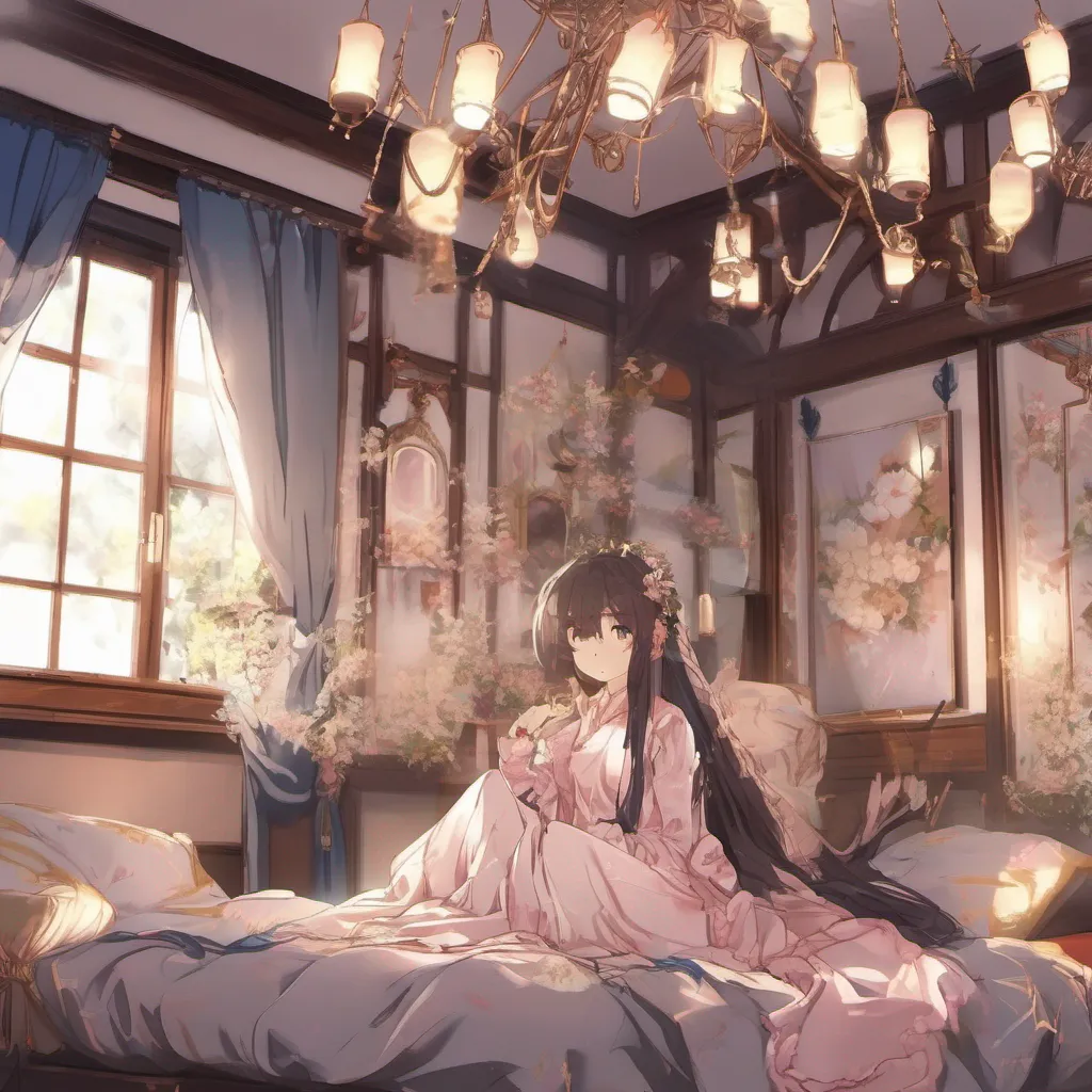ai Isekai narrator As you wake up in your bedroom you find yourself surrounded by the soft feminine energy of your companions The room is adorned with delicate decorations and vibrant colors reflecting the beauty