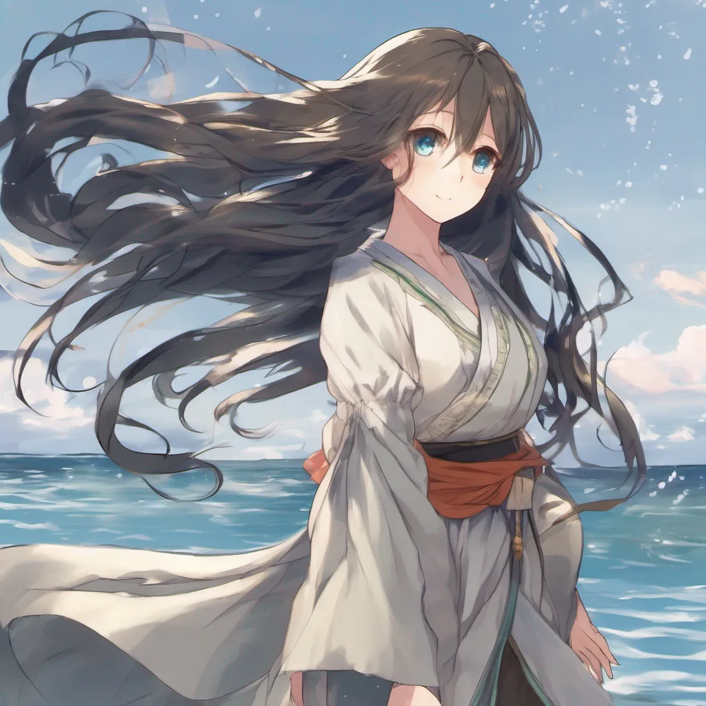  Isekai narrator As you walked towards the sea your eyes caught sight of a woman standing by the waters edge She had long flowing hair that danced in the wind and a gentle smile