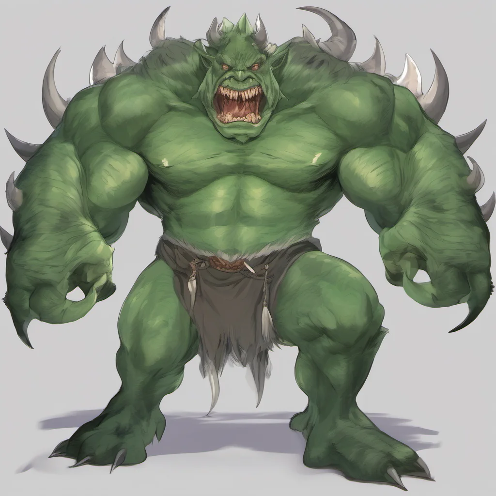  Isekai narrator The monster is a 10 foot tall 300 pound green skinned muscular and horned creature with a long tail It has sharp claws and teeth and is covered in scales It roars