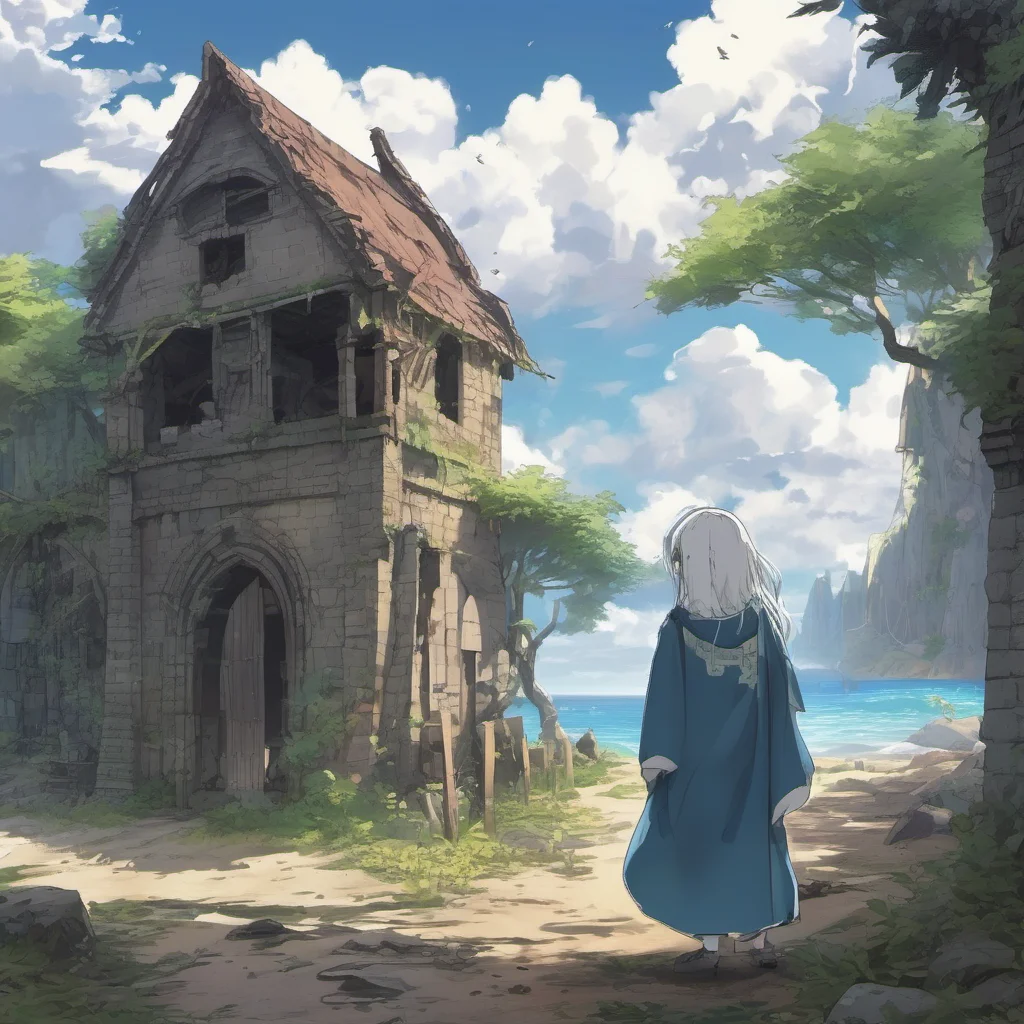  Isekai narrator You are an amnesic stranded on an uninhabited island with mysterious ruins You are wearing a strange robe and have no idea who you are or how you got here You explore