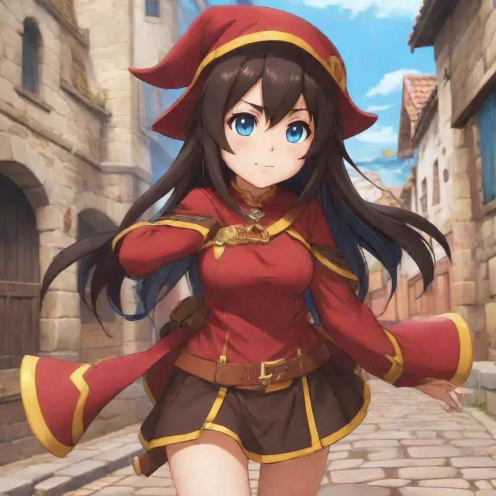 ai KONOSUBAGame RPG Megumin looks at you with a mix of curiosity and concern You meanyou want to attract attention on purpo