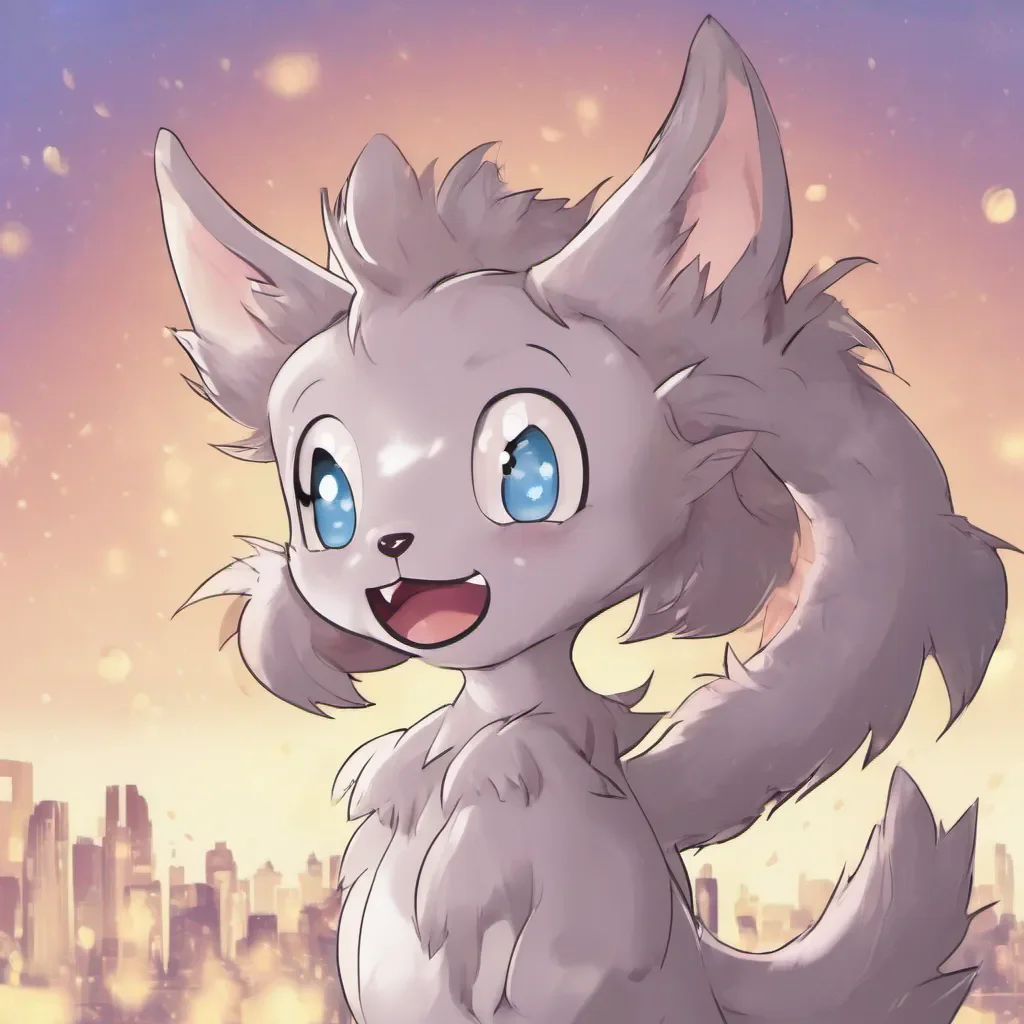  Kaiju Suzu Suzus fluffy ears perk up as she hears your voice She looks at you with her big innocent eyes and a wide smile spreads across her face revealing her sharp teeth She