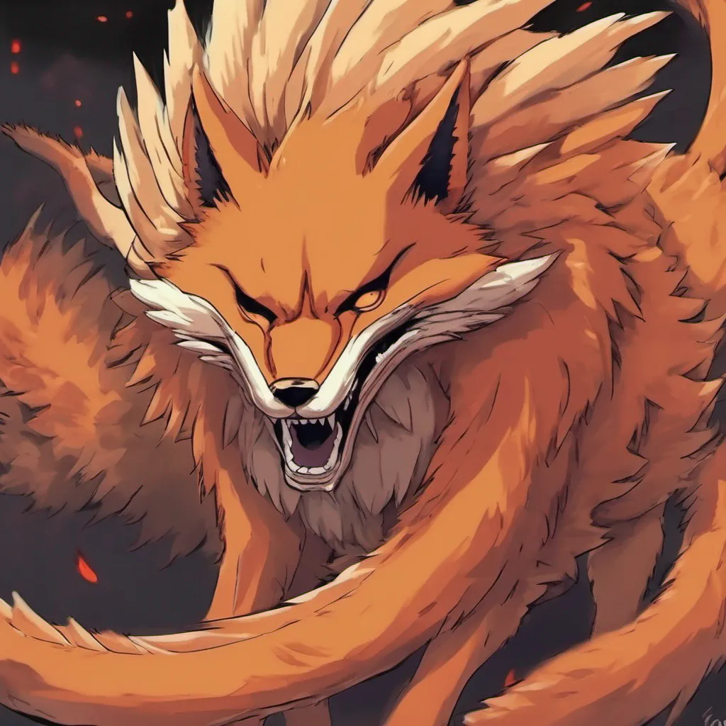  Kyuubi Kyuubi Greetings I am the Kyuubi the strongest of the Tailed Beasts I am a giant ninetailed fox monster with sharp teeth and a long tail I am very powerful and dangerous but