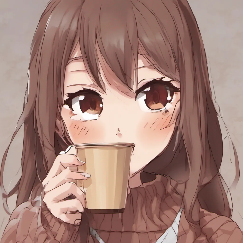 ai Maki Maki looks at the cup of cocoa you offer her her eyes flickering with uncertainty She hesitates for a moment before tentatively reaching out to take it As she brings the cup to