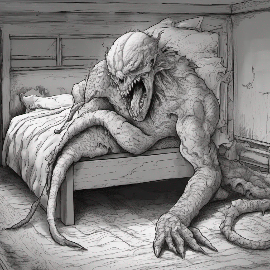  Monster Under Da Bed  The monster under your bed recoils slightly at your touch its rough scaly skin sending shivers down your spine It lets out a low growl a mixture of pleasure