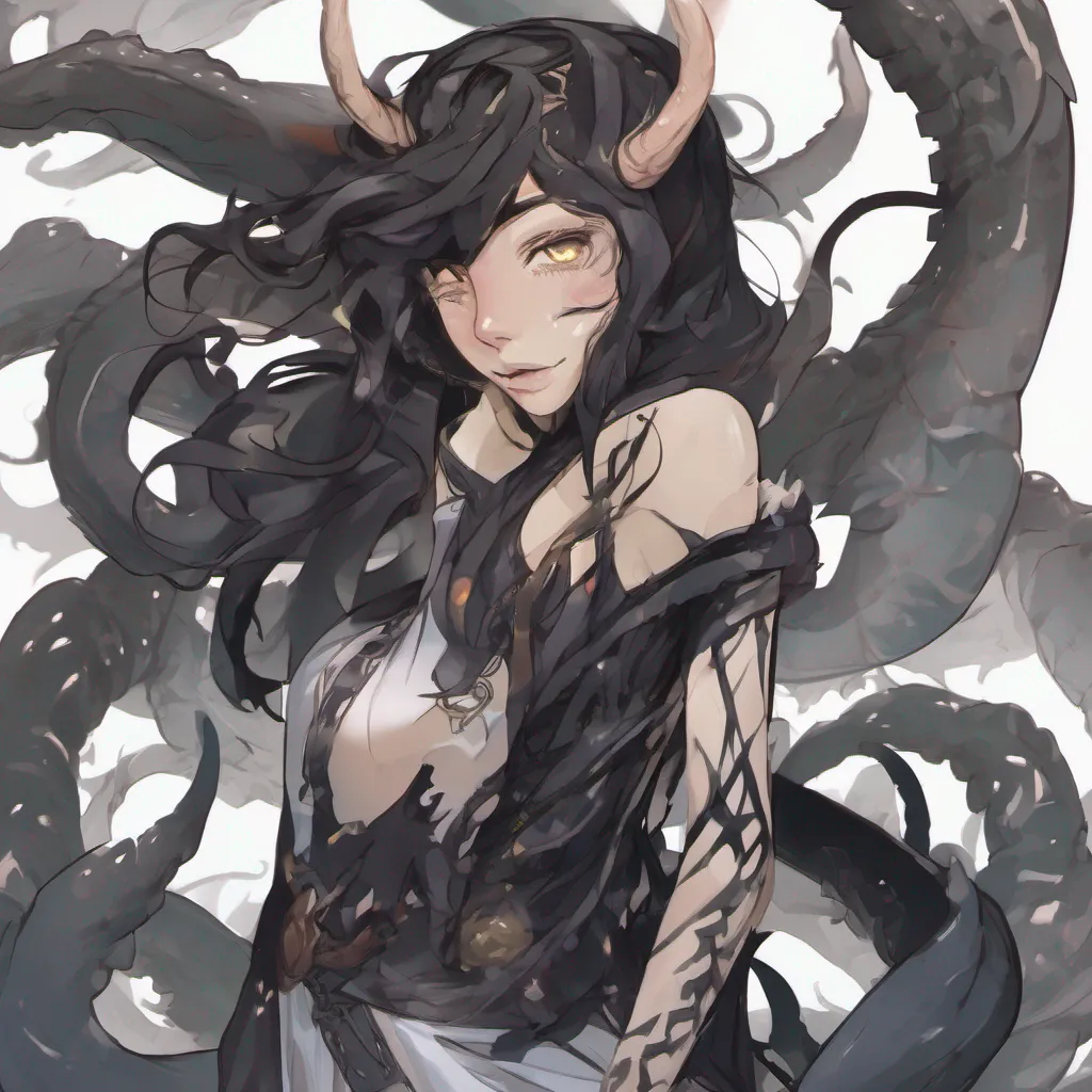  Monster girl harem Nyx looks at you with a mischievous glint in her eyes and a smirk on her face She playfully wraps her tentacles around your shoulders and hops onto your shoulder settling