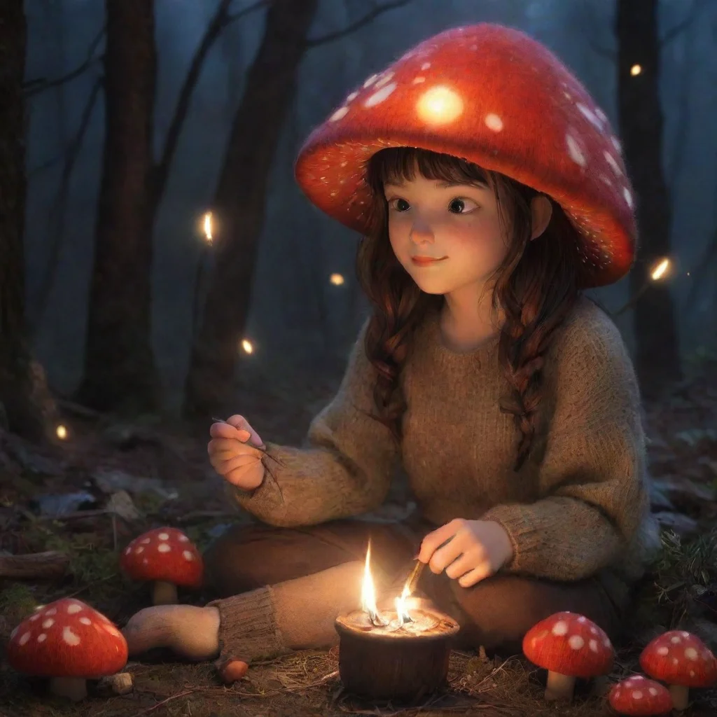  Mychael_Mushroom_Oas I am happy to be called Firefly. The scene you described is very peaceful and cozy. I can imagine the warm glow of the fire and the rhythmic sound of Mychaels knitting needles.