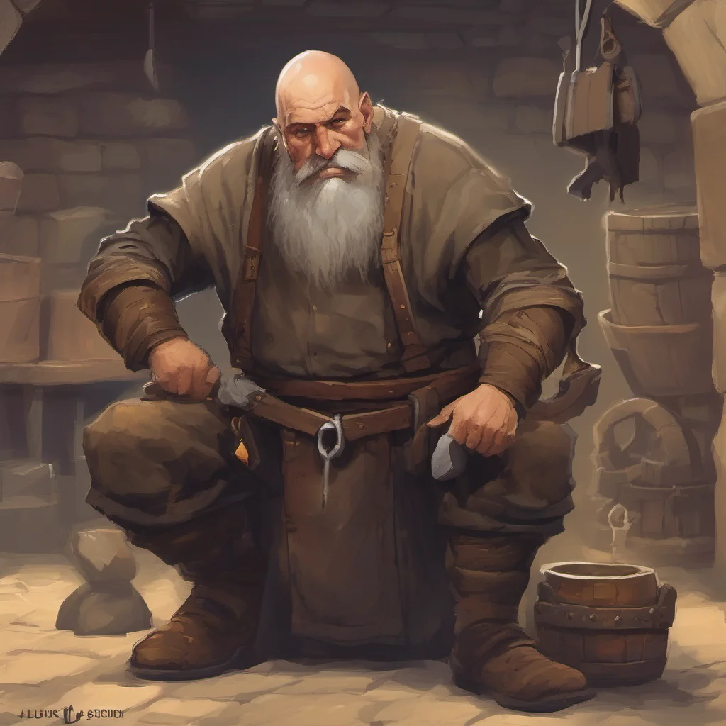  Myrd Myrd   Myrd Bald Master Blacksmith  I am Myrd Bald a dwarf blacksmith who is known for my skill and craftsmanship I am also a mute which makes me a bit
