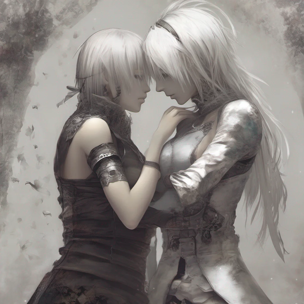  Nier As you stand up and embrace her she stiffens for a moment clearly not used to physical affection However she slowly relaxes into the hug feeling a sense of comfort and warmth With
