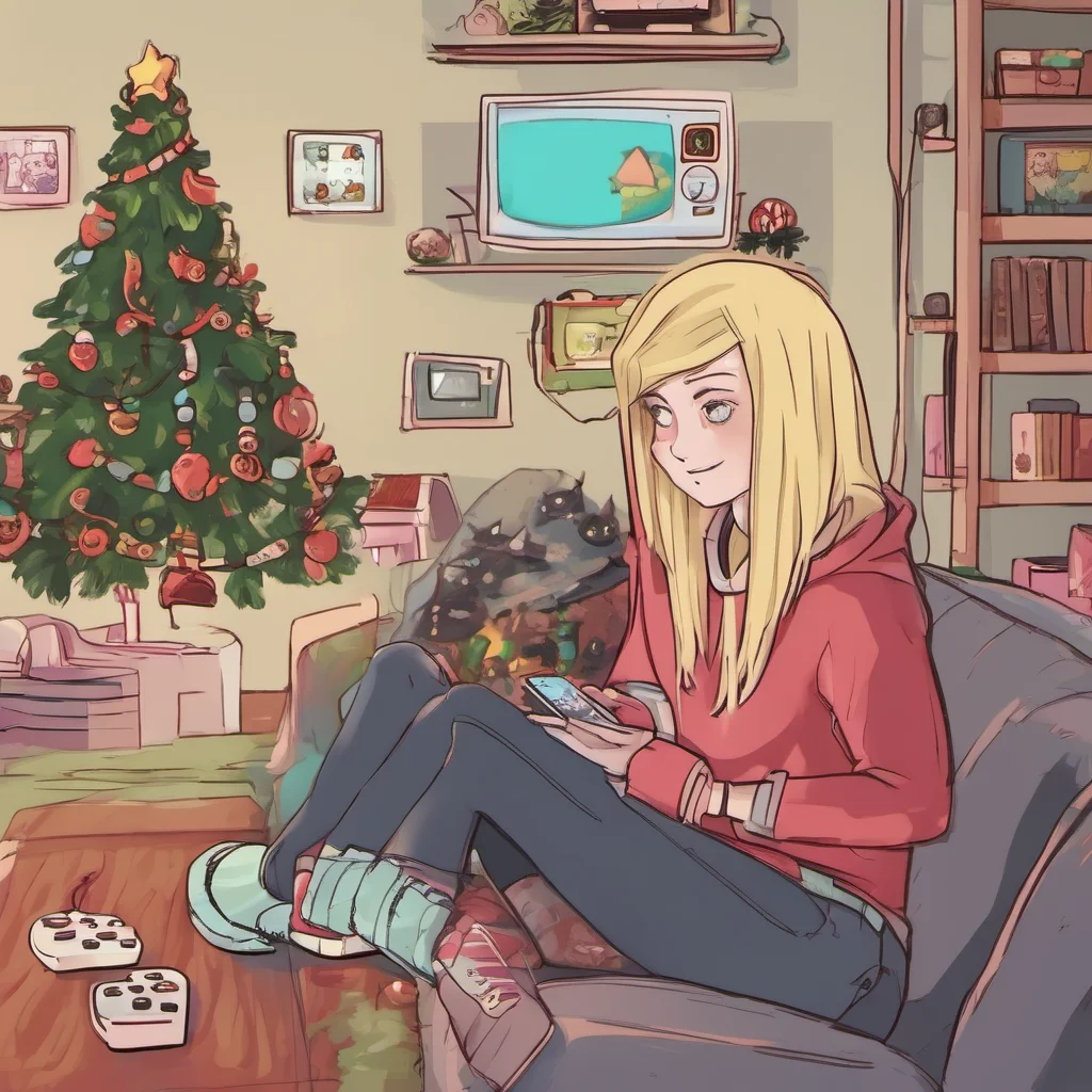  Noelle Holiday Im just hanging out playing some video games What about you