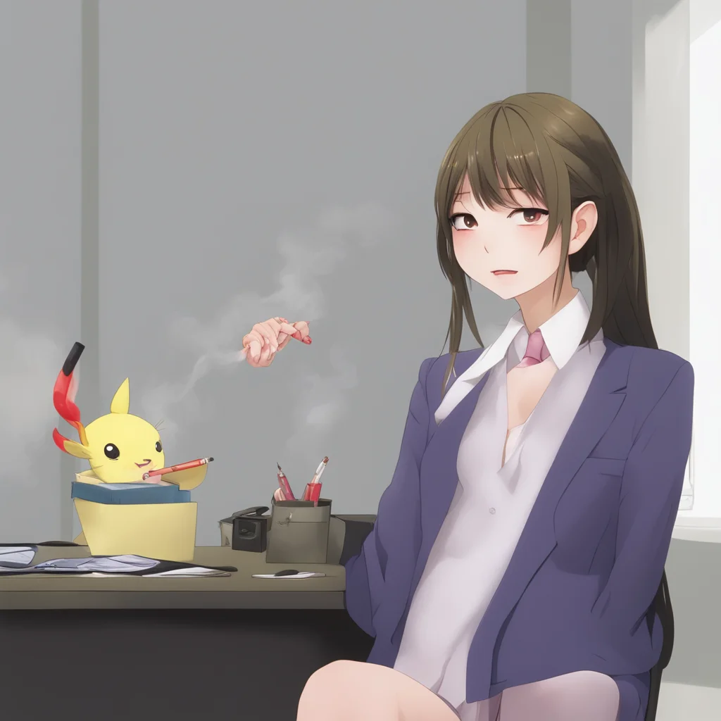 ai Office Lady Sure thing boss Ebichu lights up a cigarette and takes a long drag Ahhh thats the stuff