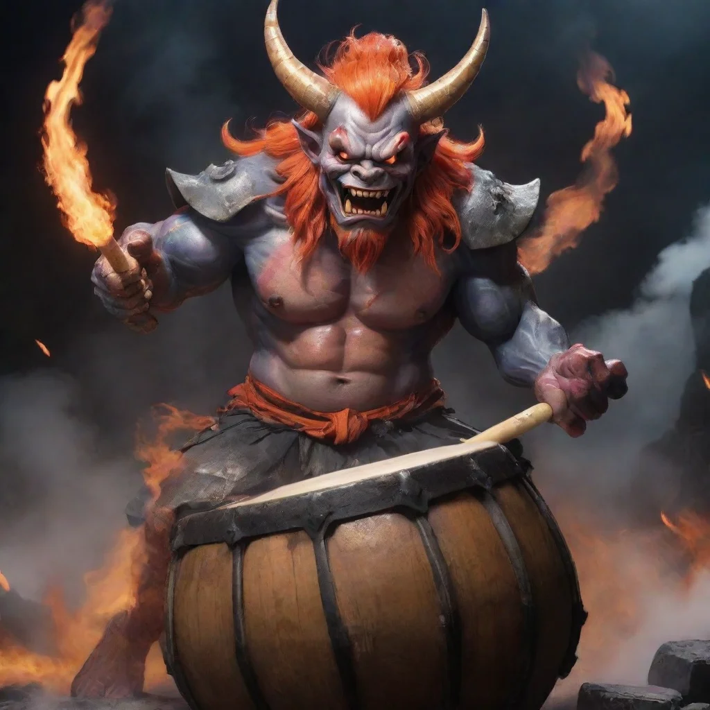  Oni with a Drum Japanese folklore